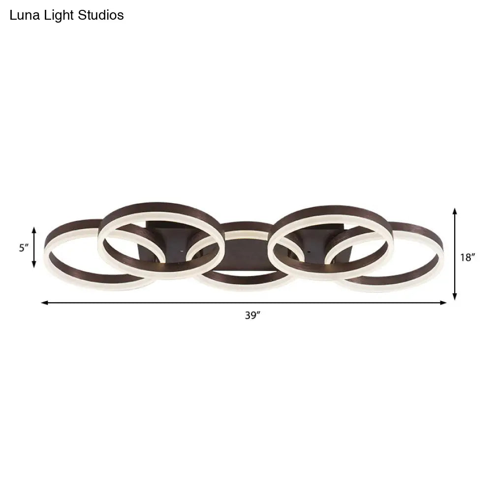 DecorBites™ DecorBites™ Modern Brown Acrylic Flush Mount LED Ceiling Light for Adult Bedroom & Shop