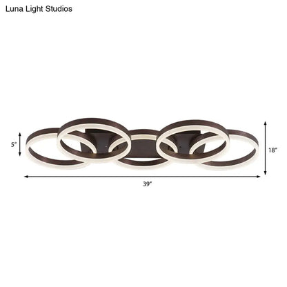 DecorBites™ DecorBites™ Modern Brown Acrylic Flush Mount LED Ceiling Light for Adult Bedroom & Shop