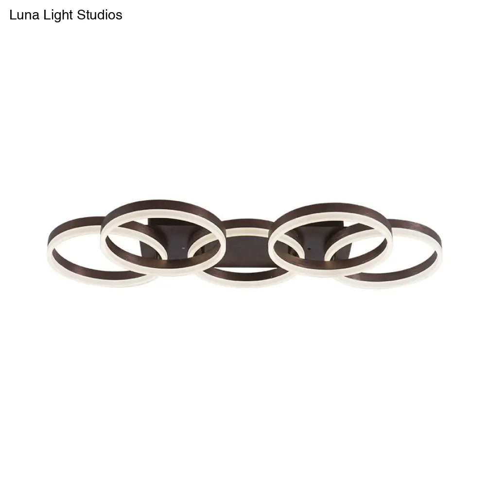 DecorBites™ DecorBites™ Modern Brown Acrylic Flush Mount LED Ceiling Light for Adult Bedroom & Shop