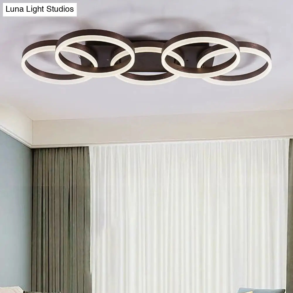 DecorBites™ DecorBites™ Modern Brown Acrylic Flush Mount LED Ceiling Light for Adult Bedroom & Shop