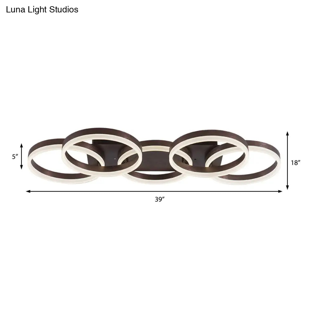 DecorBites™ DecorBites™ Modern Brown Acrylic Flush Mount LED Ceiling Light for Adult Bedroom & Shop