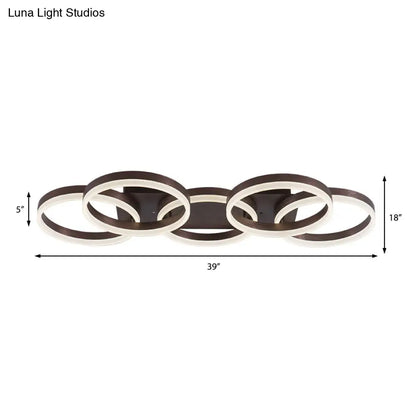 DecorBites™ DecorBites™ Modern Brown Acrylic Flush Mount LED Ceiling Light for Adult Bedroom & Shop