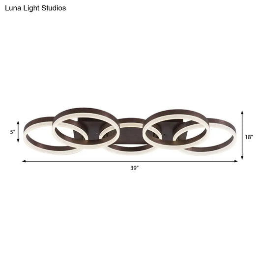 DecorBites™ DecorBites™ Modern Brown Acrylic Flush Mount LED Ceiling Light for Adult Bedroom & Shop