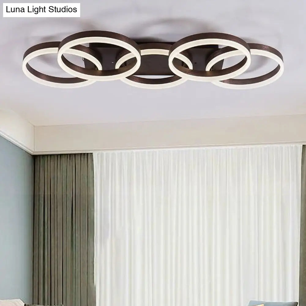 DecorBites™ DecorBites™ Modern Brown Acrylic Flush Mount LED Ceiling Light for Adult Bedroom & Shop