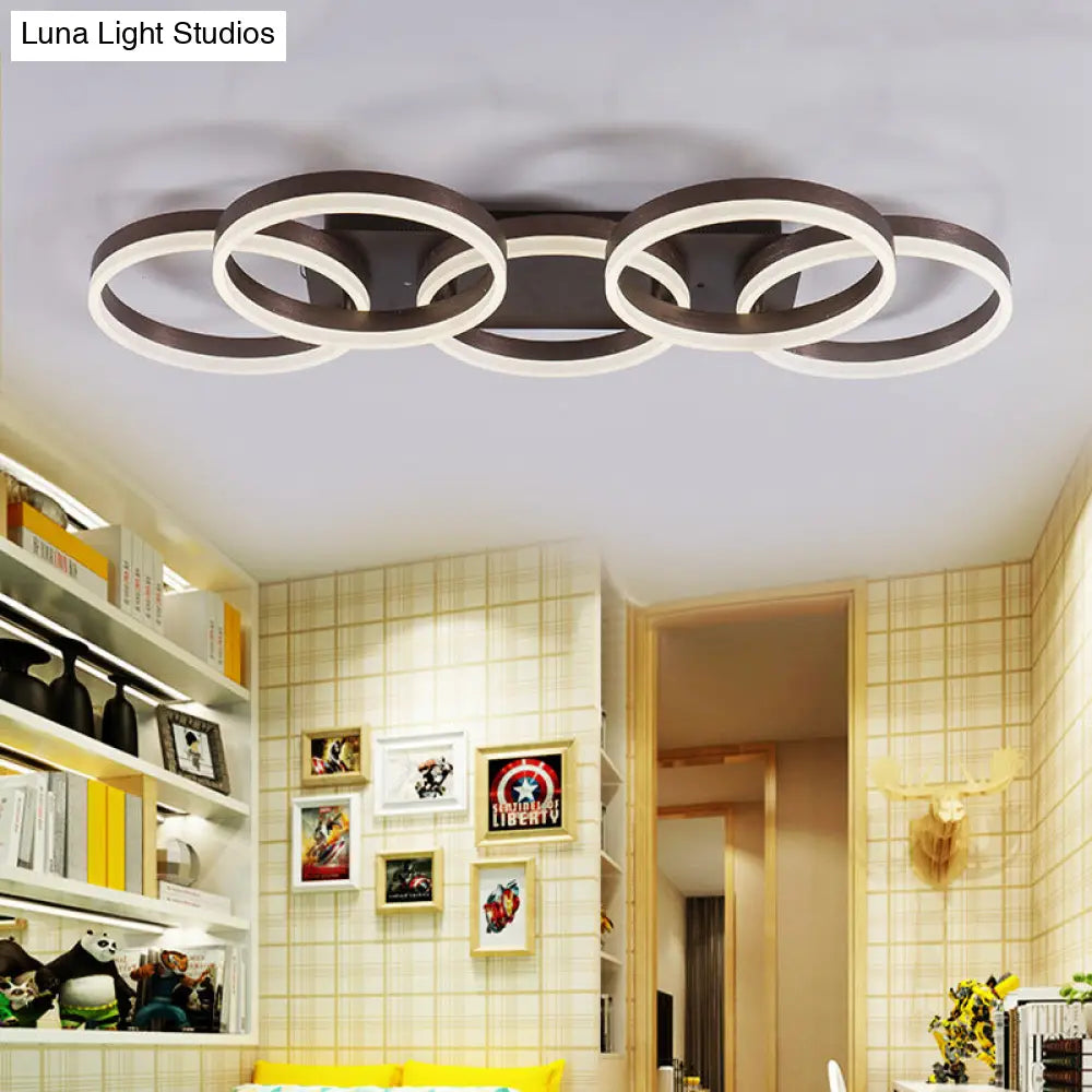 DecorBites™ DecorBites™ Modern Brown Acrylic Flush Mount LED Ceiling Light for Adult Bedroom & Shop