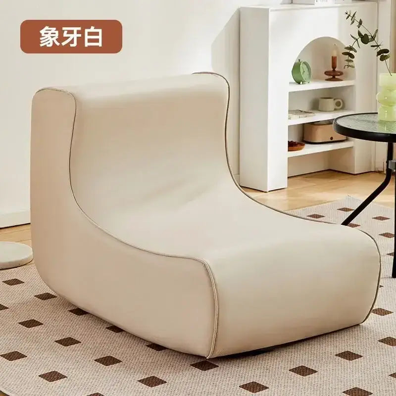 Cream-colored modern brown and black internet celebrity lazy sofa with sleek leather and subtle stitching for living room decorbites internet celebrity