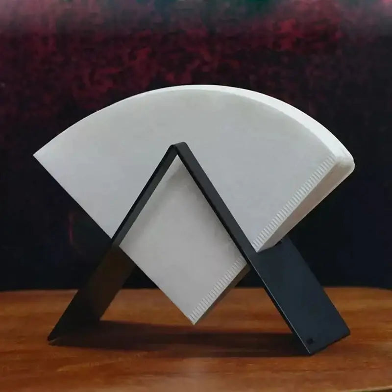 Modern brown coffee filter holder with sleek black metal filter holder for organized decorbites coffee filter storage