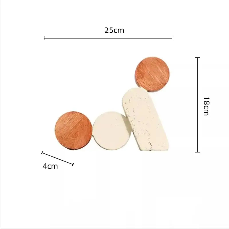 Set of four minimalist geometric circle resin handicrafts coasters in natural wood tones and matte cream decorbites style