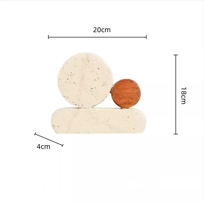 Minimalist modern brown and cream geometric circle resin handicrafts wood and concrete decorbites bookends