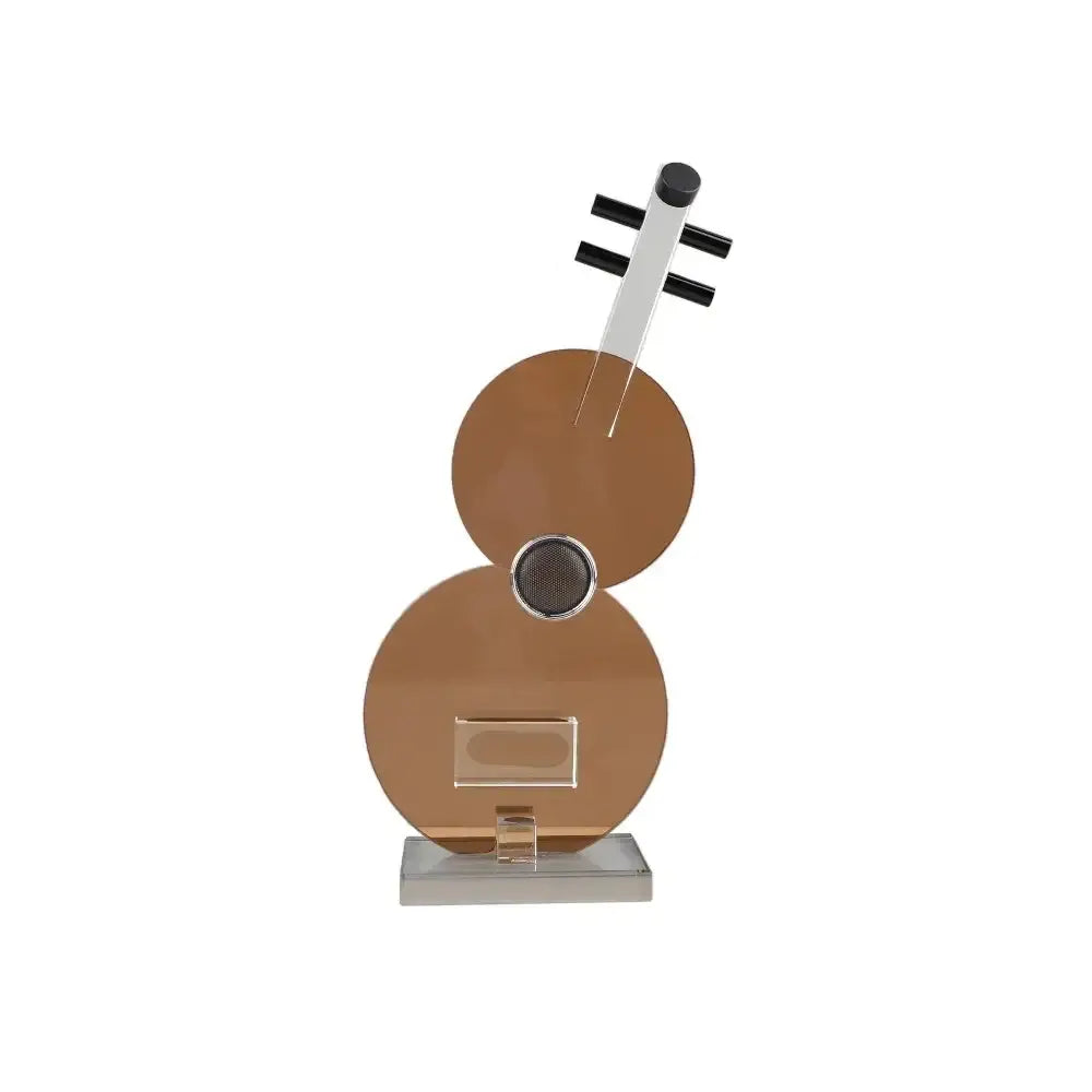 Modern brown crystal guitar sculpture with bronze minimalist design and sleek metallic finish for living room decorbites crystal guitar decor