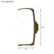 Modern brown rectangular wall light with fixture height 8.5in LED bedroom fixture bulb included