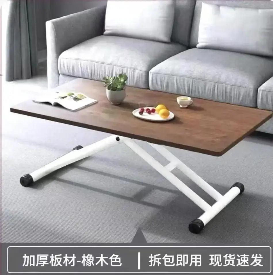 Modern brown wood adjustable coffee table with white metal legs and black rubber feet for living room decorbites adjustable coffee table