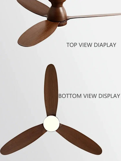 Modern brown wooden ceiling fan with three blades and remote control decorbites led ceiling light fixture
