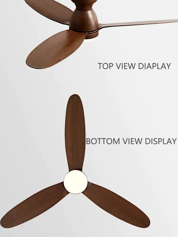 Modern brown wooden ceiling fan with three blades and remote control decorbites led ceiling light fixture