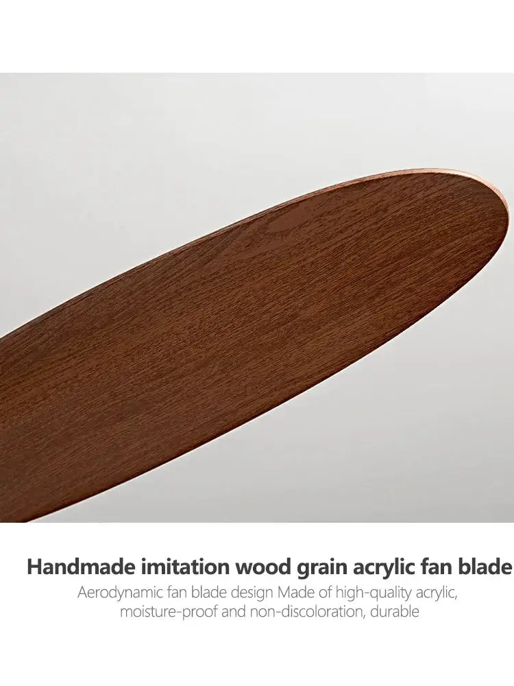 A sleek dark brown acrylic ceiling fan blade with wood grain texture for decorbites led ceiling remote control fan