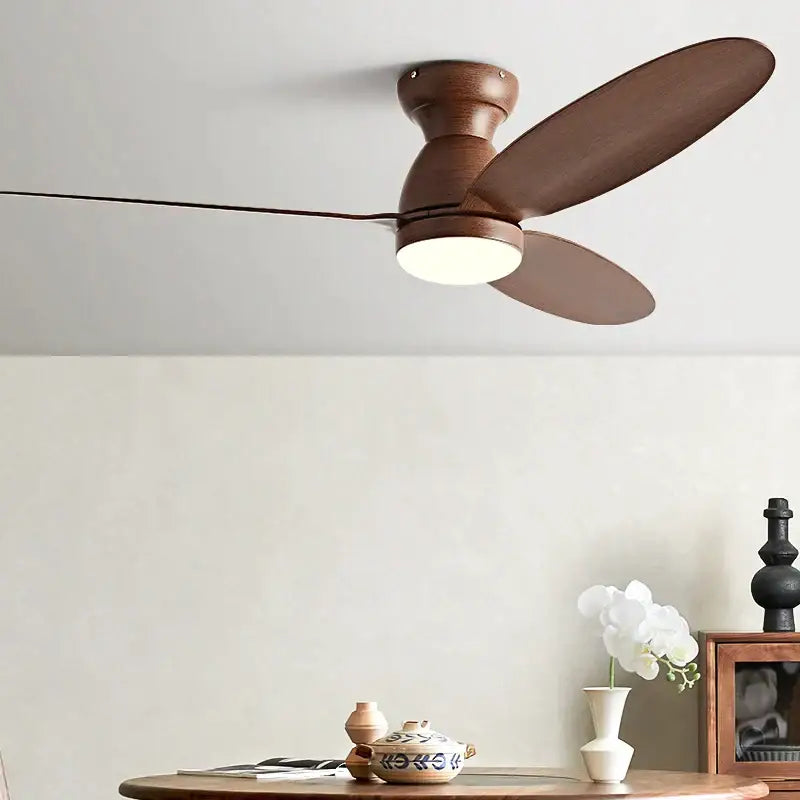 Modern brown wooden ceiling fan with integrated led light and remote control for bedroom decorbites ceiling fan use