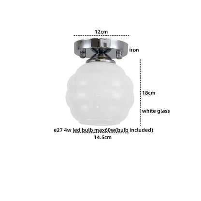 Modern ceiling light with classic white glass globe and polished chrome base featuring decorbites creamy glass iron design