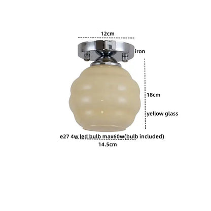 Vintage-style ceiling light with polished chrome iron base and decorbites creamy glass textured yellow globe