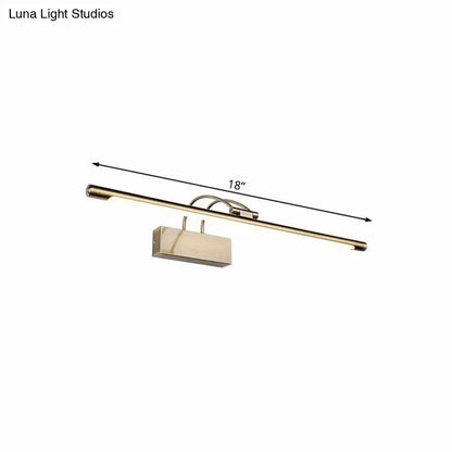 Modern brushed brass 18-inch wall light with sleek rectangular led design for bathroom sconce lighting