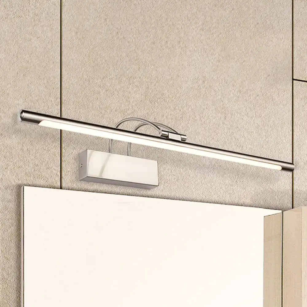 Modern brushed brass led wall light with chrome-finished rectangular mirror light and integrated white diffuser