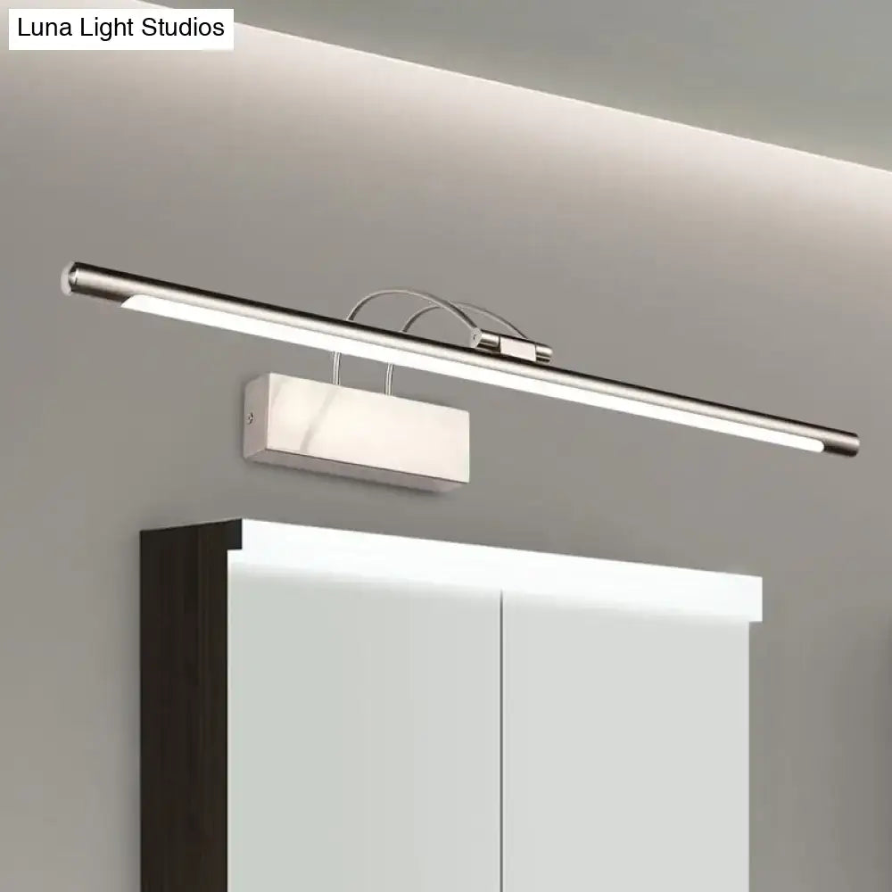 Modern brushed brass led wall light with silver-finished rectangular mirror light and integrated mounting bracket