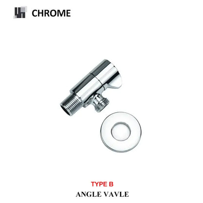 Chrome finished type b angle valve with sleek angular design and circular flange for modern brushed gold angled dual outlet filling valve