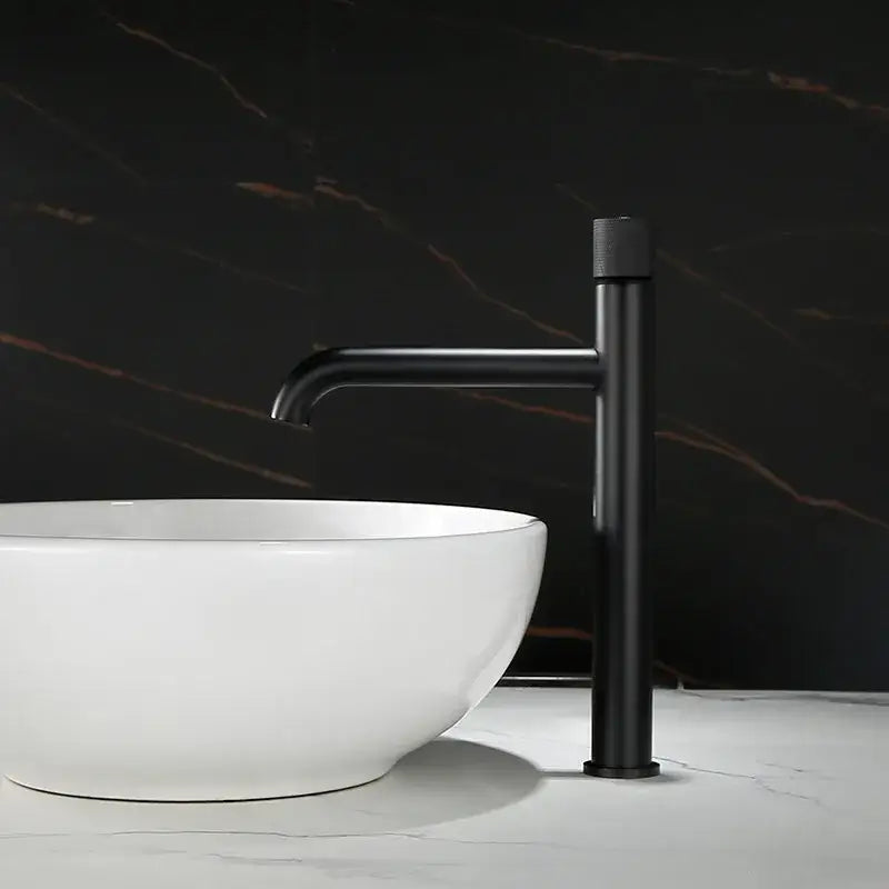 Black matte finish modern basin faucet with sleek minimalist design for bathroom hot water mixer tap decorbites brushed gold