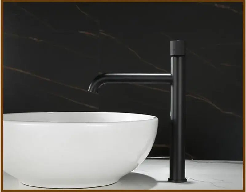 Black matte basin faucet with sleek minimalist design complementing decorbites brushed gold bathroom mixer tap