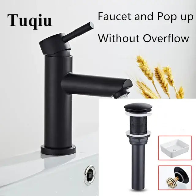 Modern brushed gold basin faucet with black matte finish and pop-up drain assembly for bathroom sinks decorbites brushed gold