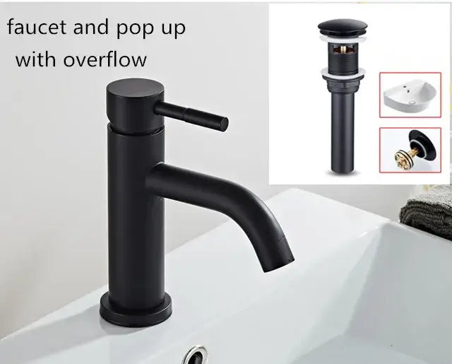 Modern brushed gold basin faucet with single handle mixer and black matte curved spout decorbites brushed gold design