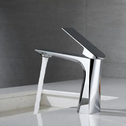 Modern chrome basin faucet with sleek angular design and single spout for decorbites brushed gold bathroom mixer crane