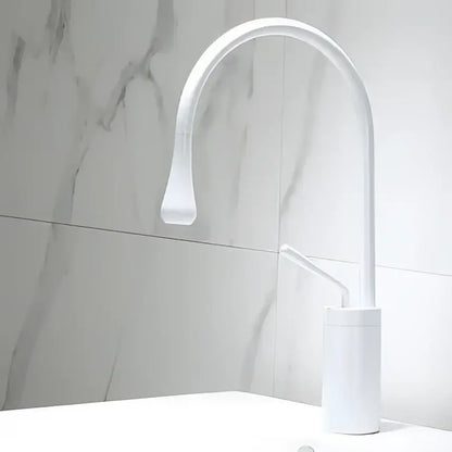 Modern brushed gold basin faucet with curved spout and minimalist design ideal for kitchen decorbites brushed gold style