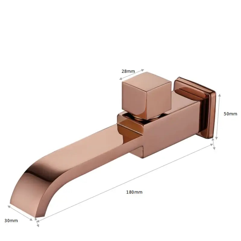 Modern brushed gold basin faucet set with rose gold finish, sleek rectangular spout, and square handle for bathroom use
