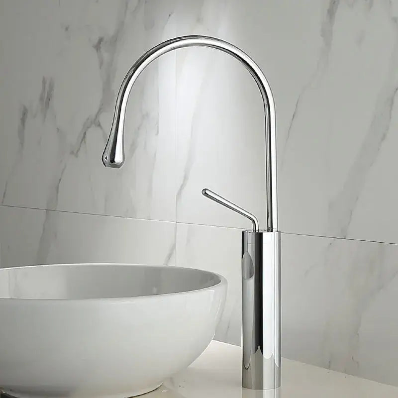 Modern brushed gold basin faucet with sleek chrome-finished waterfall spout for bathroom decorbites brushed gold design