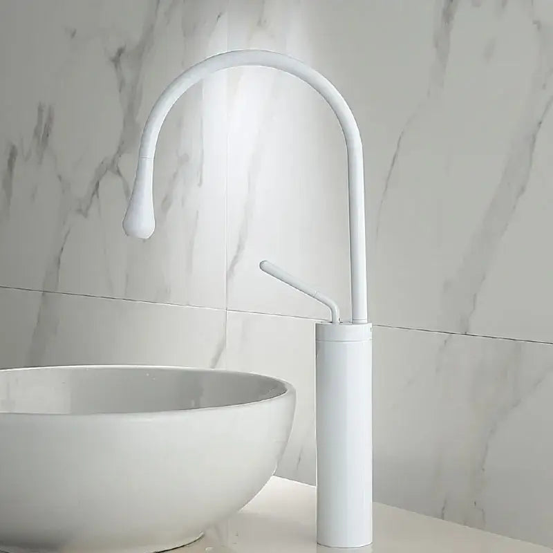 Modern brushed gold basin faucet with swivel spout and sleek curved design for bathroom decorbites brushed gold style