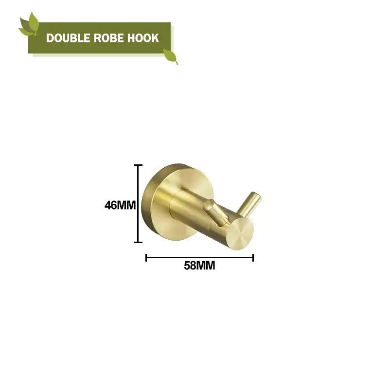 Modern brushed gold double robe hook in brushed brass finish for decorbites brushed gold bathroom hardware set