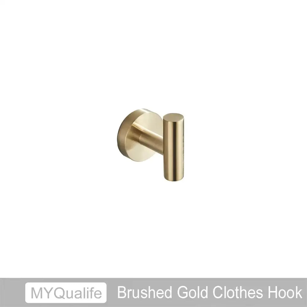 Brushed gold clothes hook with circular wall mount and sleek modern design from decorbites brushed gold hardware set