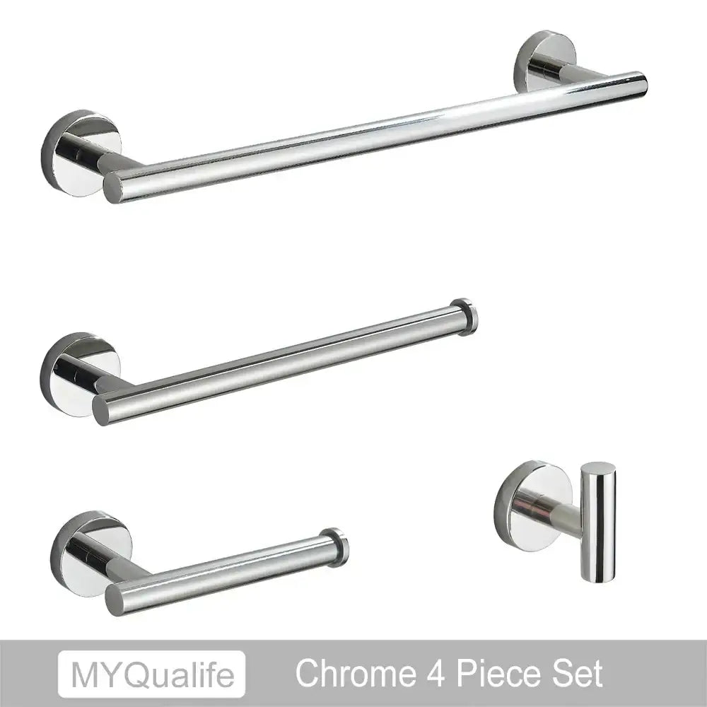 Modern brushed gold bathroom hardware set with chrome-finished towel bars and toilet paper holder by decorbites brushed gold