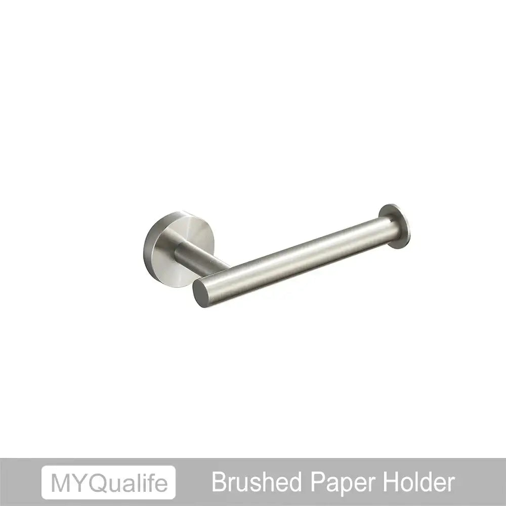Brushed stainless steel toilet paper holder with a sleek modern design from decorbites brushed gold hardware set