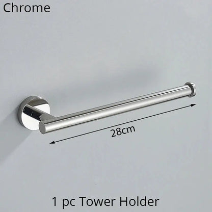 Modern brushed gold bathroom hardware set featuring a chrome finished 28cm tower toilet paper holder by decorbites bathroom hardware