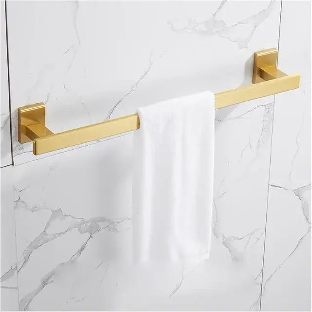 Modern brushed gold bathroom set towel rack with sleek metal design for stylish decorbites brushed gold decorbites bathroom set