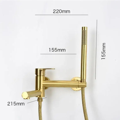 Modern brushed gold bathtub shower set with decorbites brushed gold finish brass faucet and handheld spray head