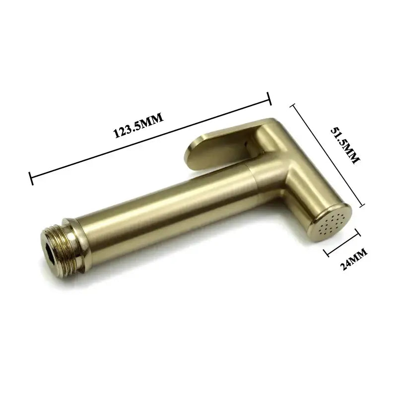 Modern brushed gold bidet faucet set handheld sprayer with brass finish and sleek angular design for bathroom use
