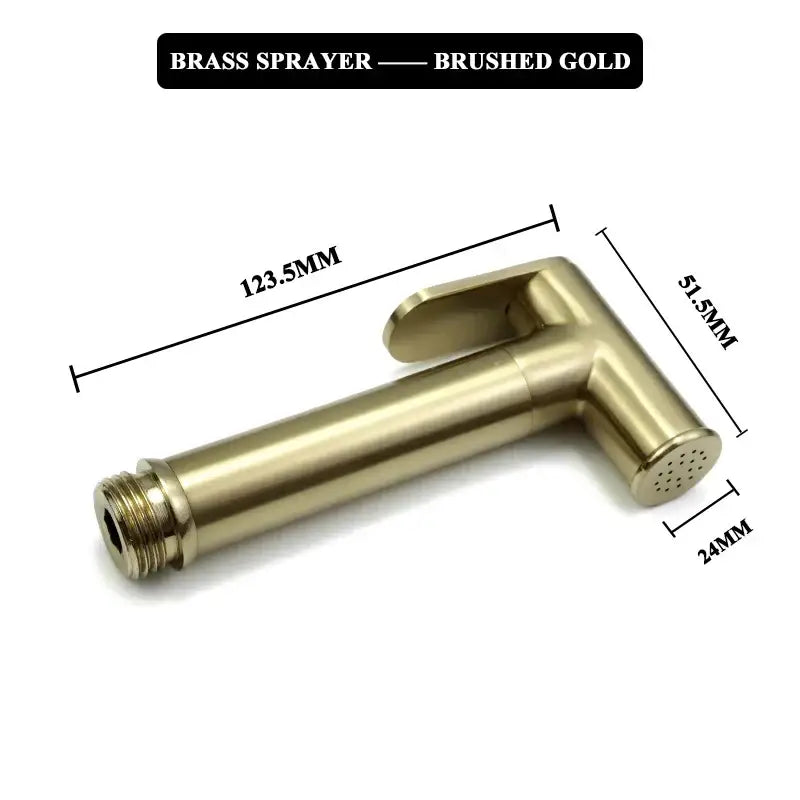 Modern brushed gold brass bidet faucet sprayer with sleek design and threaded base for bidet faucet set installation