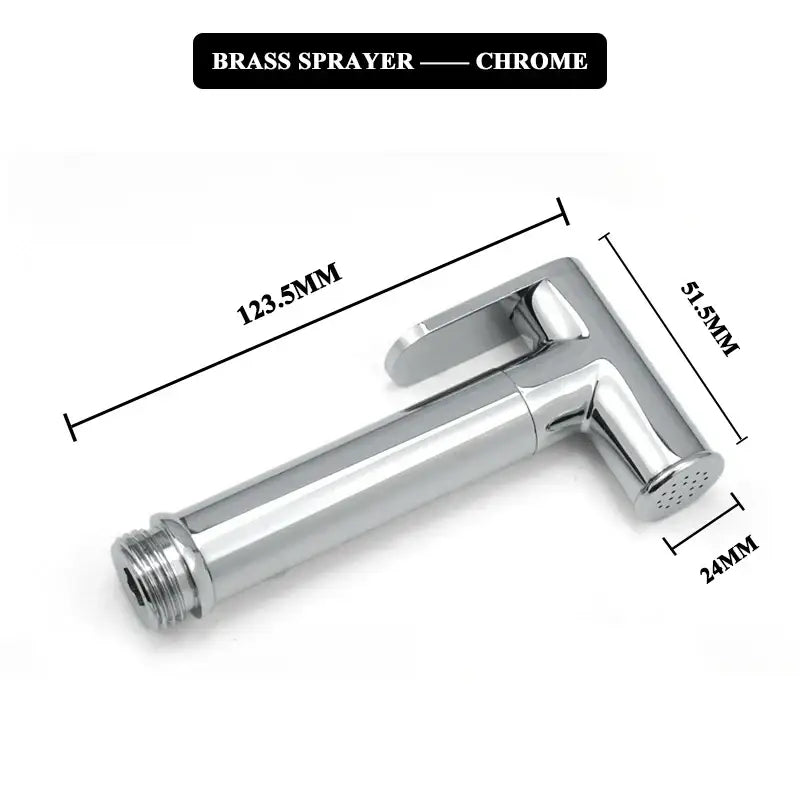 Chrome-finished brass spray nozzle with threaded connection for modern brushed gold bidet faucet set bathroom use