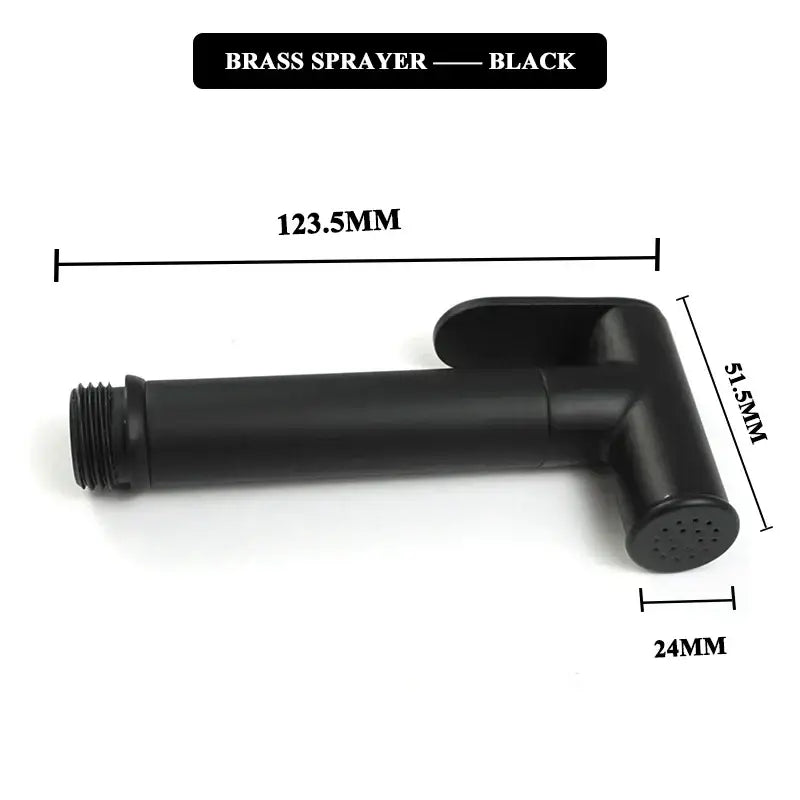 Black brass spray nozzle with a matte finish and perforated head for modern brushed gold bidet faucet set bathroom use