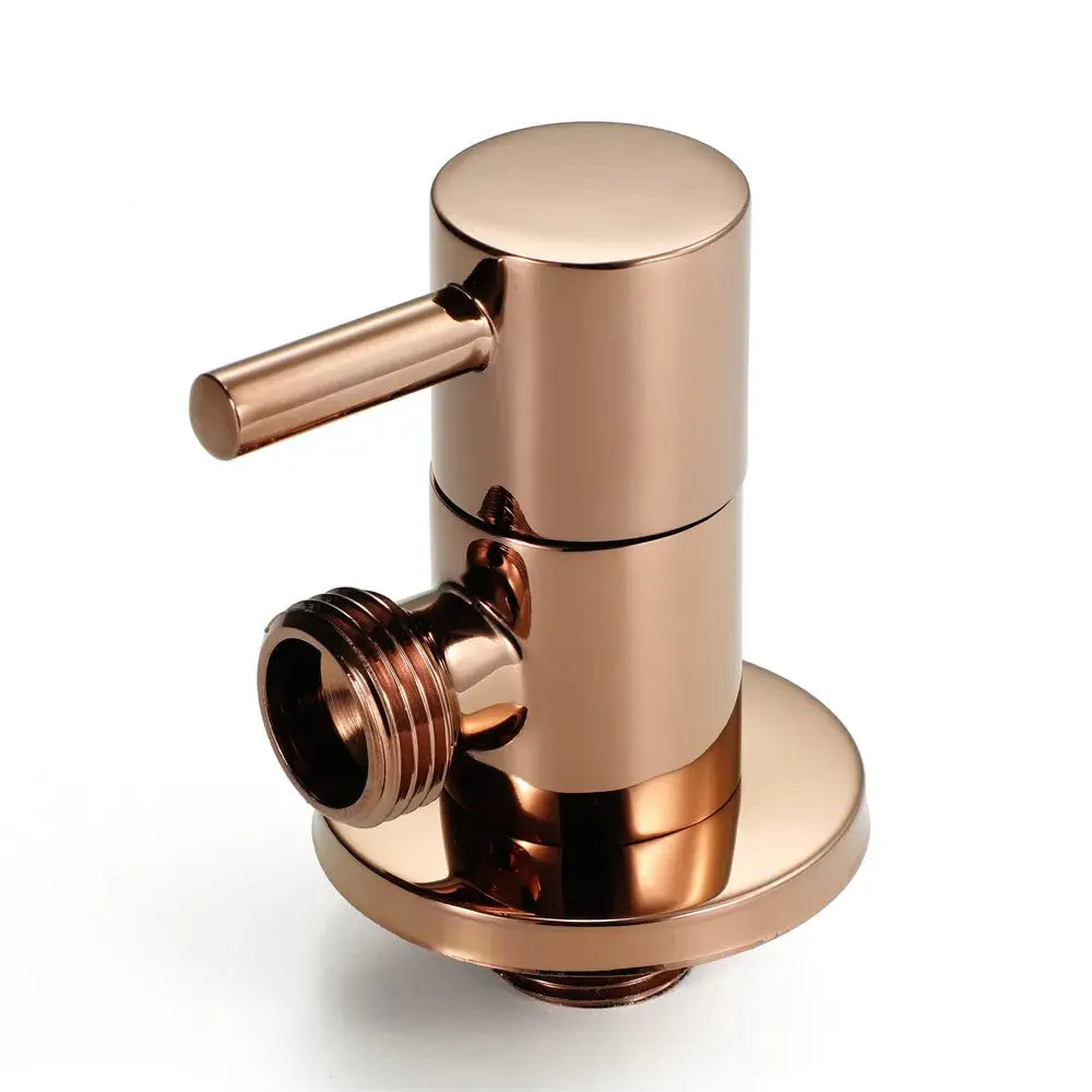 Modern brushed gold bidet sprayer kit with rose gold finish faucet featuring a sleek cylindrical body and single lever handle