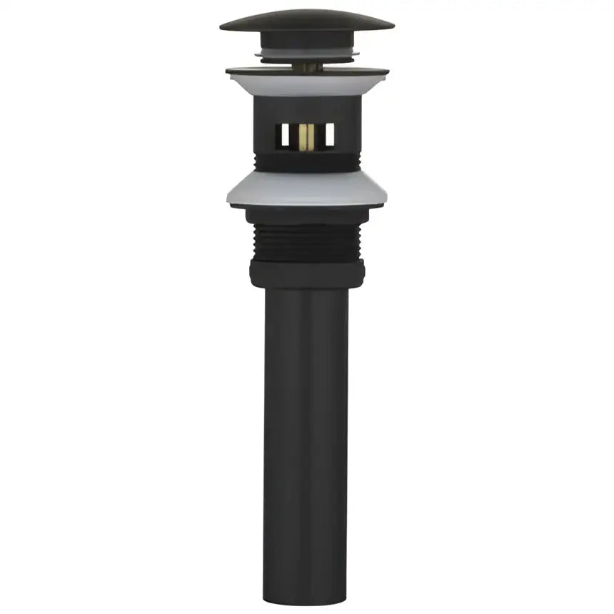 Black matte-finish bathroom sink drain with metallic accents in modern brushed gold basin faucet by decorbites