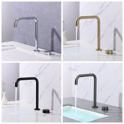 Modern brushed gold and black basin faucet with sleek curved spout in decorbites brushed gold finish for kitchen sink