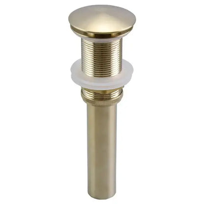 Brass-finished bathroom sink drain with rounded top and threaded body for modern brushed gold black decorbites basin mixer